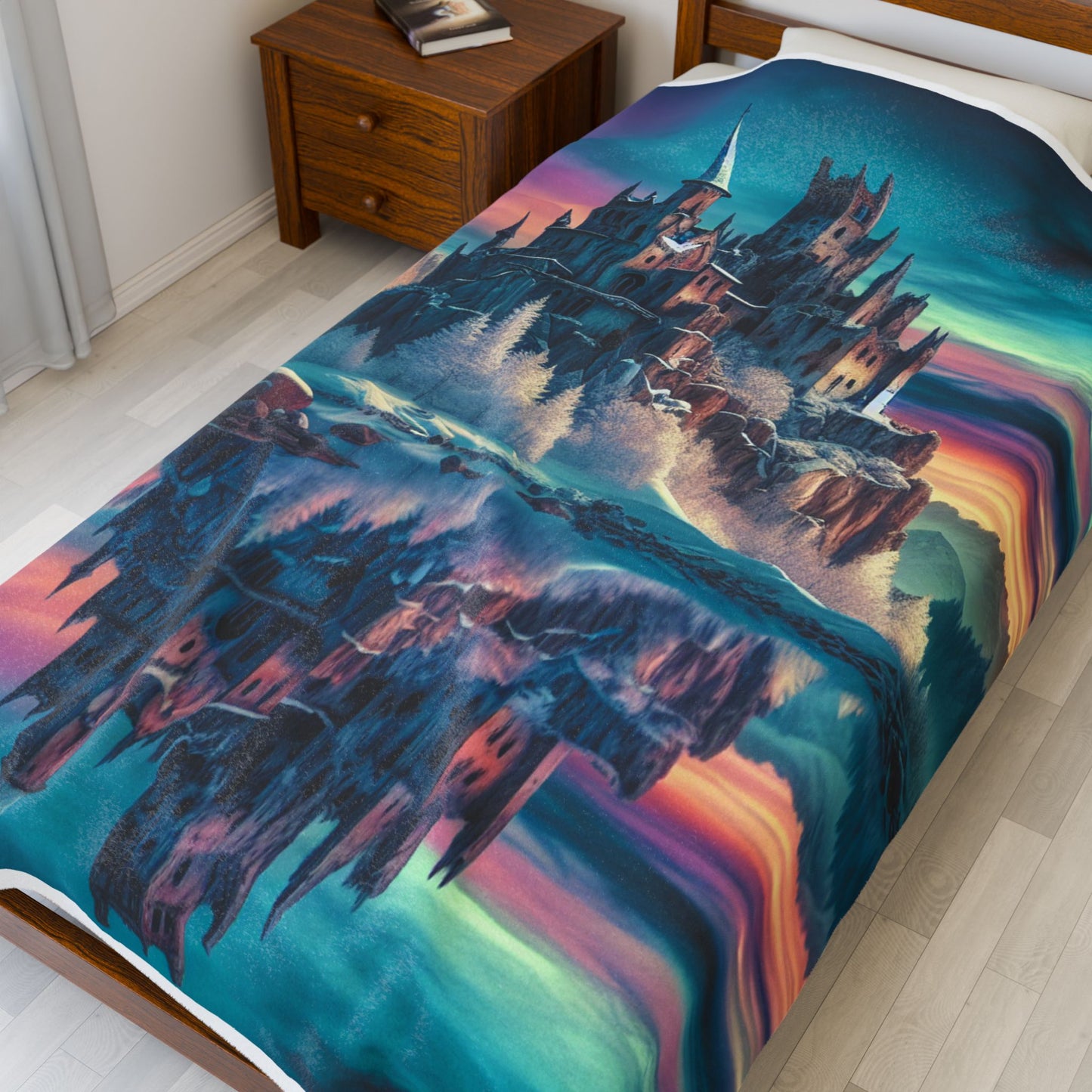 Winter Castle at Lakeside - Plush Blanket