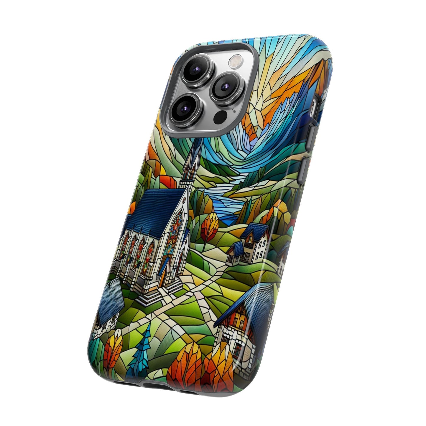 Stained Glass Countryside Scene - Phone Case