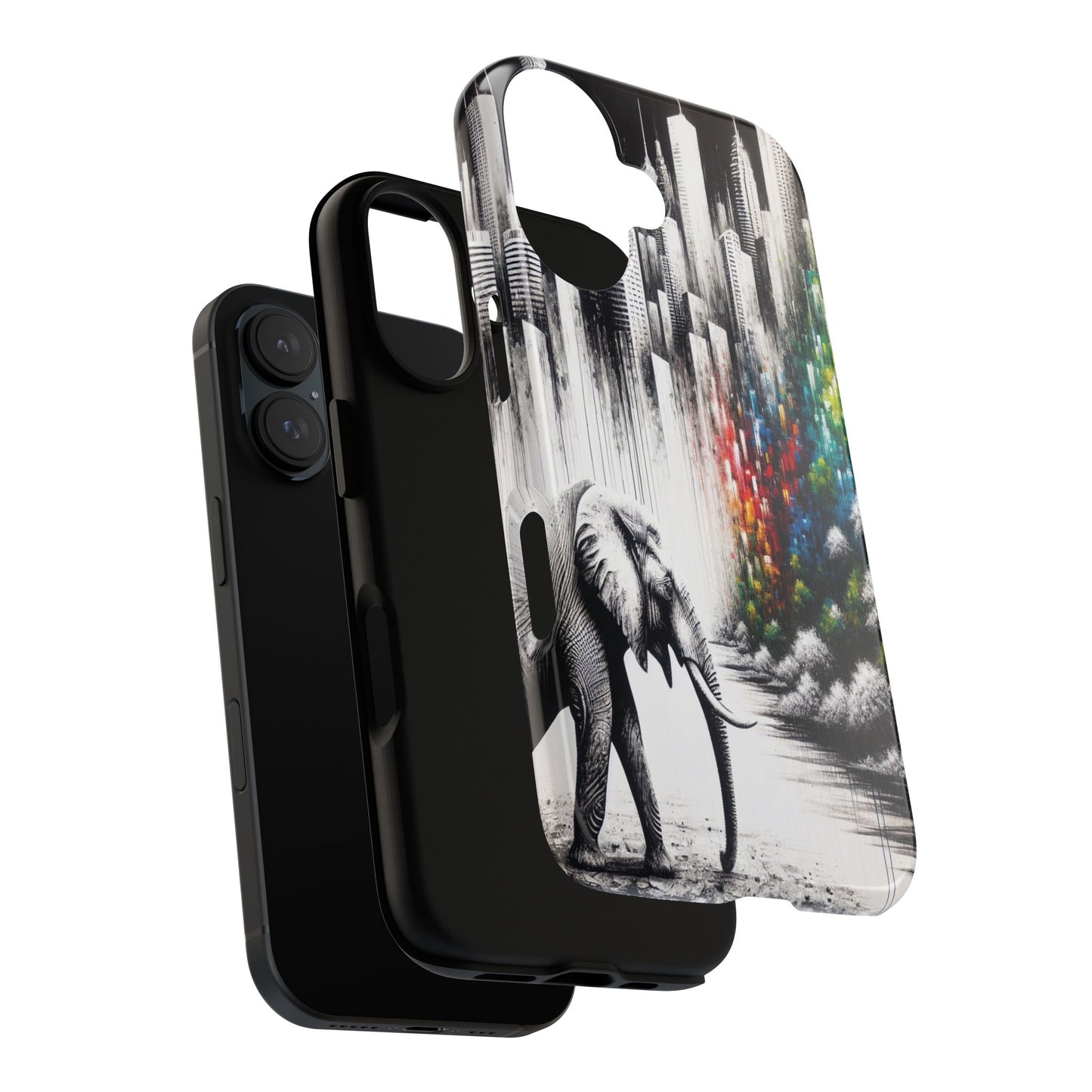 Protective Elephant's Journey Through the Cityscape Iphone Case Compatible With Iphone 16 15 14 - Phone Cover