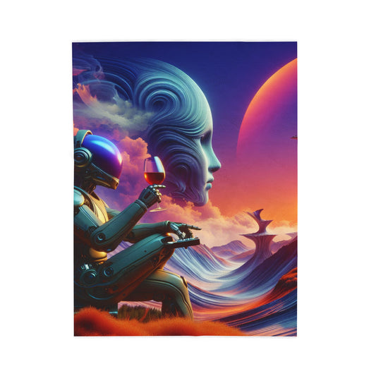 Robo Dreamscape in the Dawn of AI - Plush Blanket