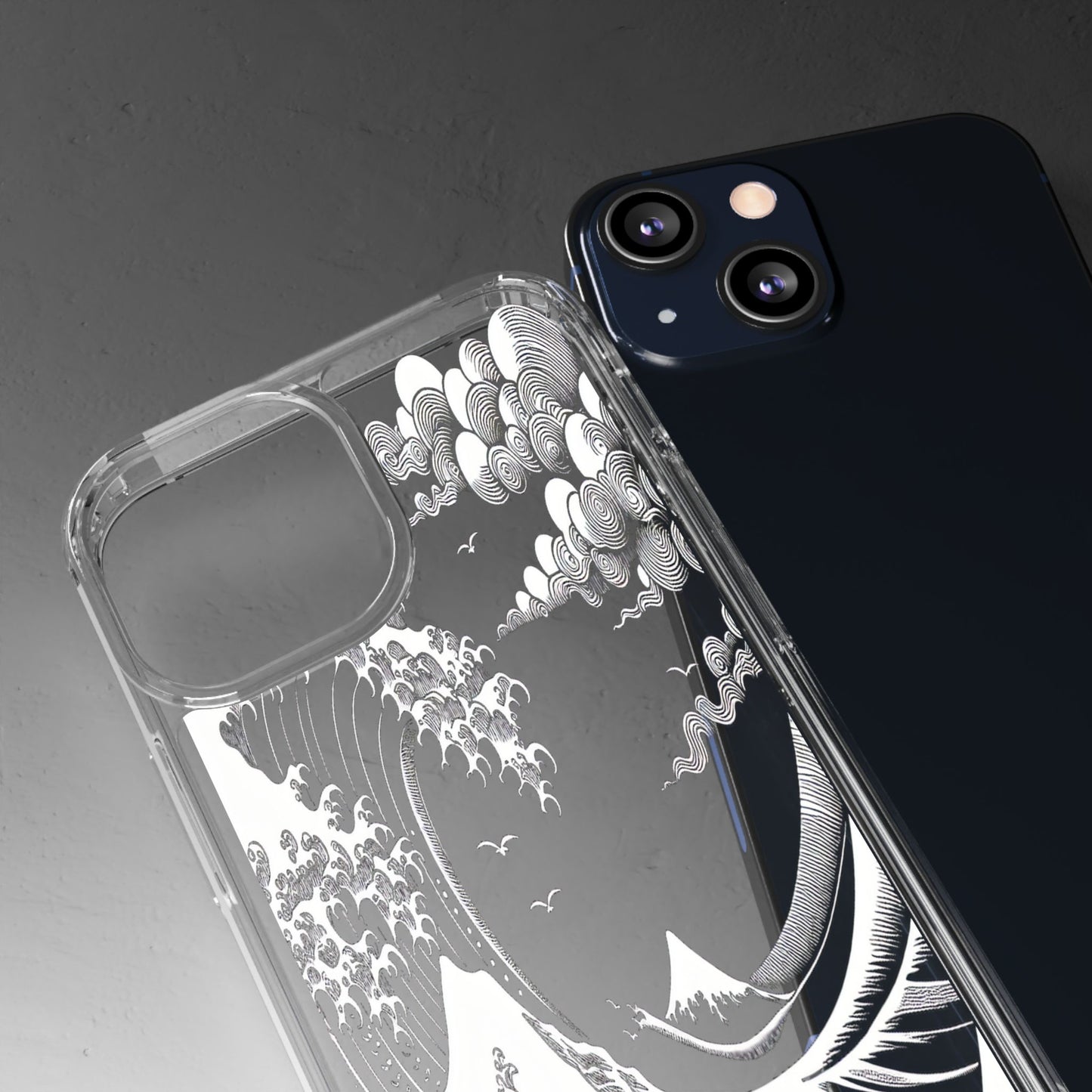 Transparent Waves and Mountains Iphone Case Compatible With Iphone 16 15 14 - Clear Phone Cover