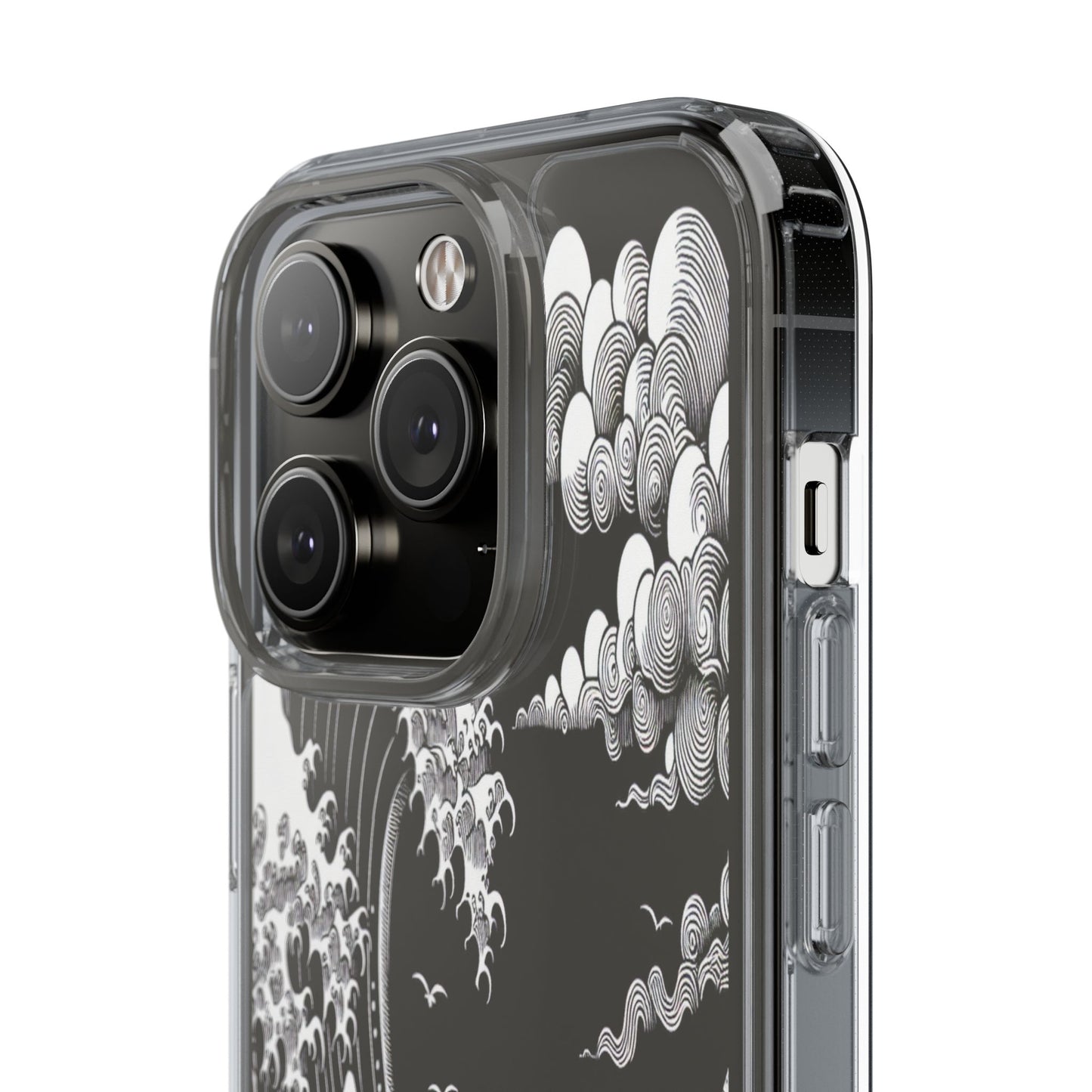 Transparent Waves and Mountains Iphone Case Compatible With Iphone 16 15 14 - Clear Phone Cover