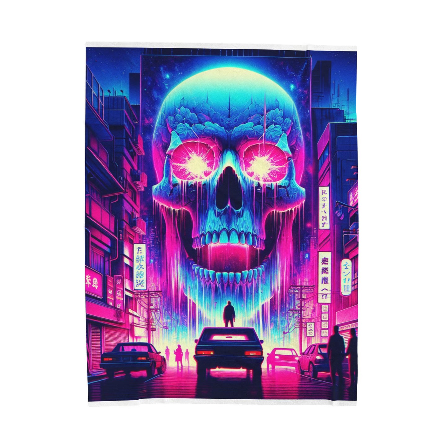 Neon Phantasm Streetscape - Plush Blanket