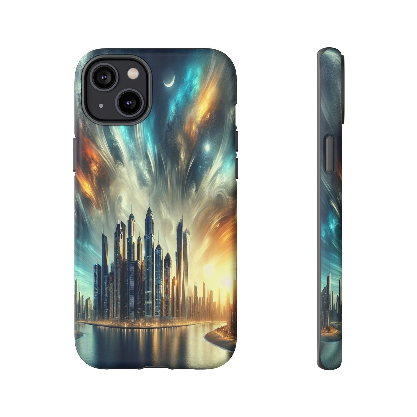 Cityscape under Celestial Tapestry - Phone Case