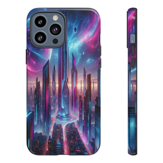 Custom ProtectiveFuturistic Cityscape with Celestial BackdropIphone Case Compatible With Iphone 16 15 14 - Phone Cover
