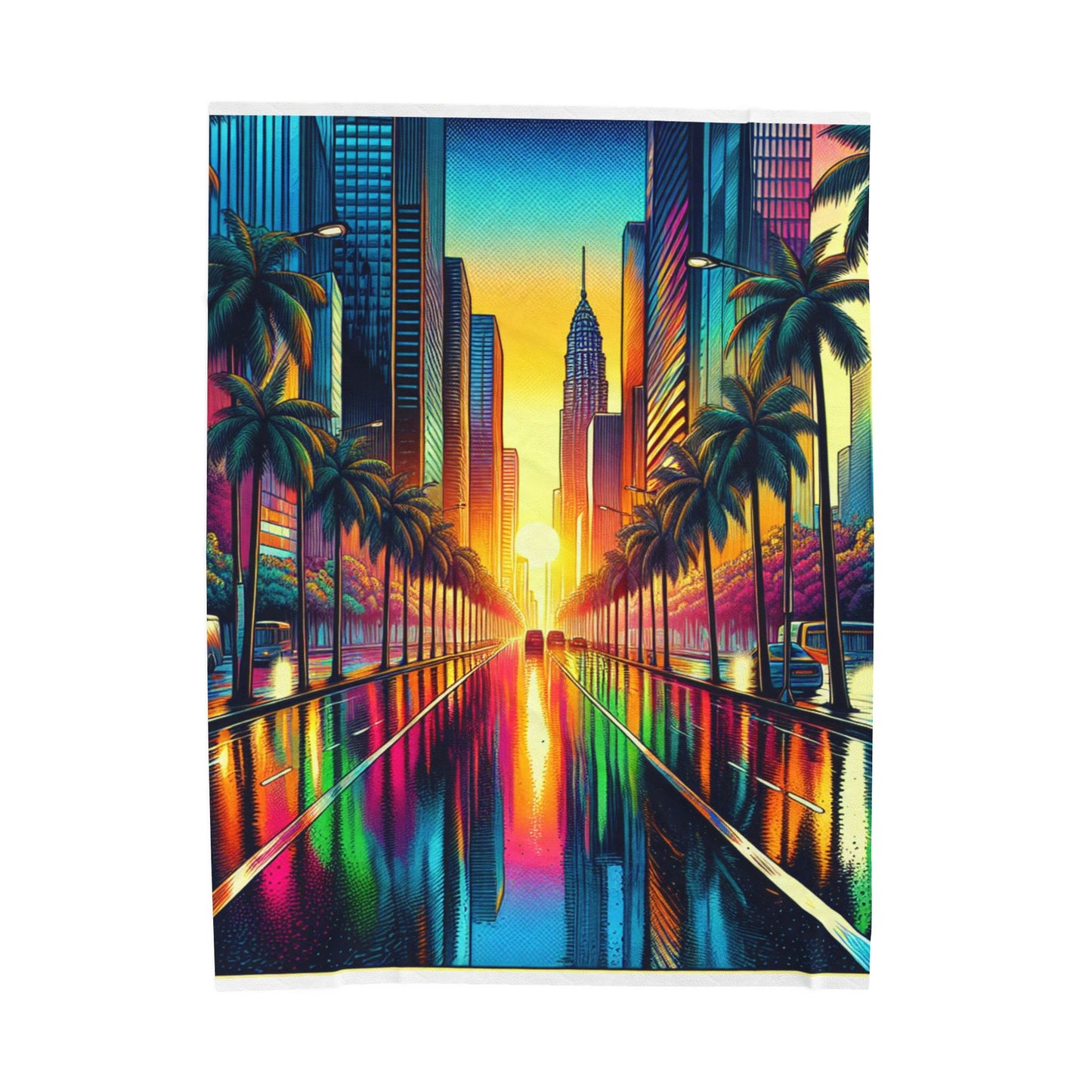 Dreamy Cityscape Illumination - Plush Blanket