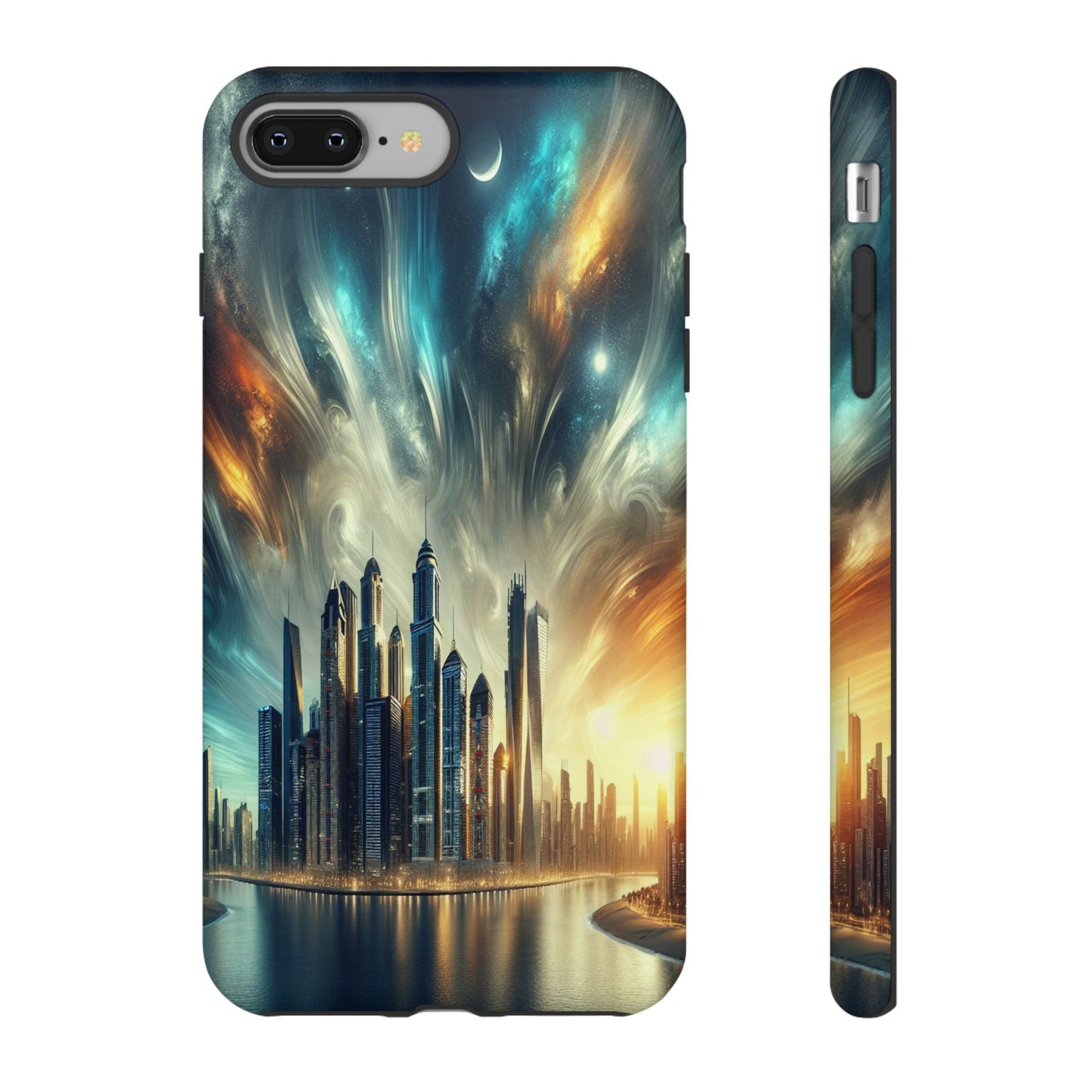 Cityscape under Celestial Tapestry - Phone Case