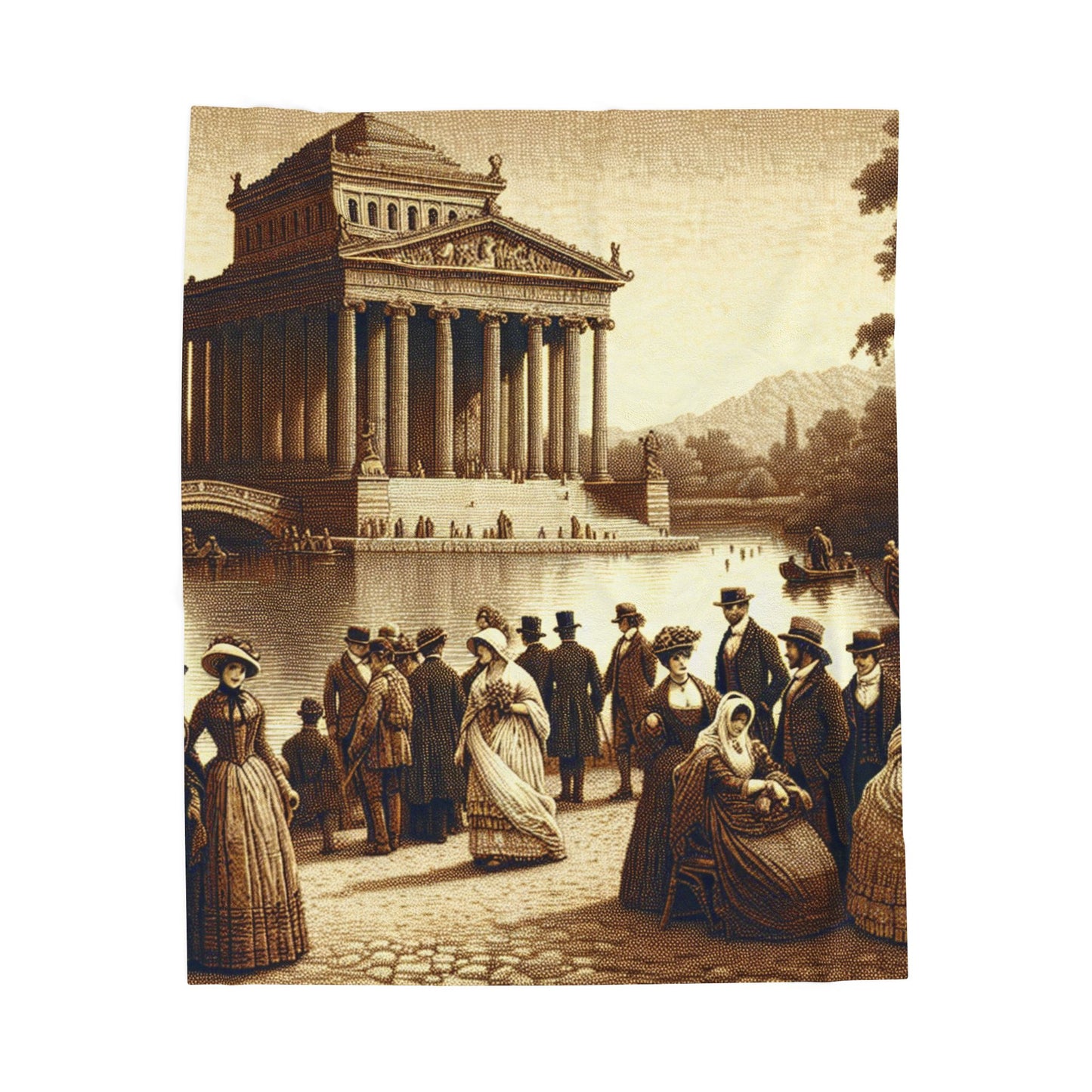 Gathering by the Ancient Temple - Plush Blanket