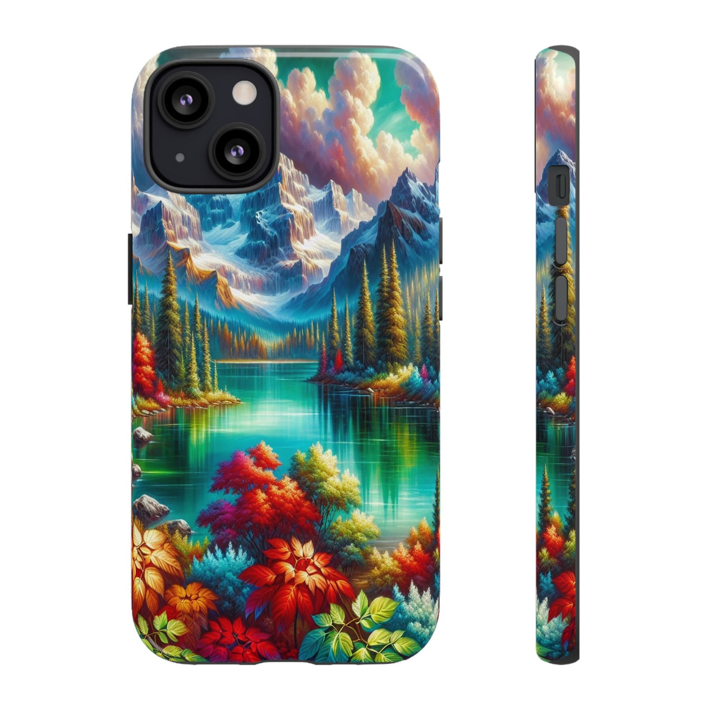 Colorful Mountain Lake Scene - Phone Case