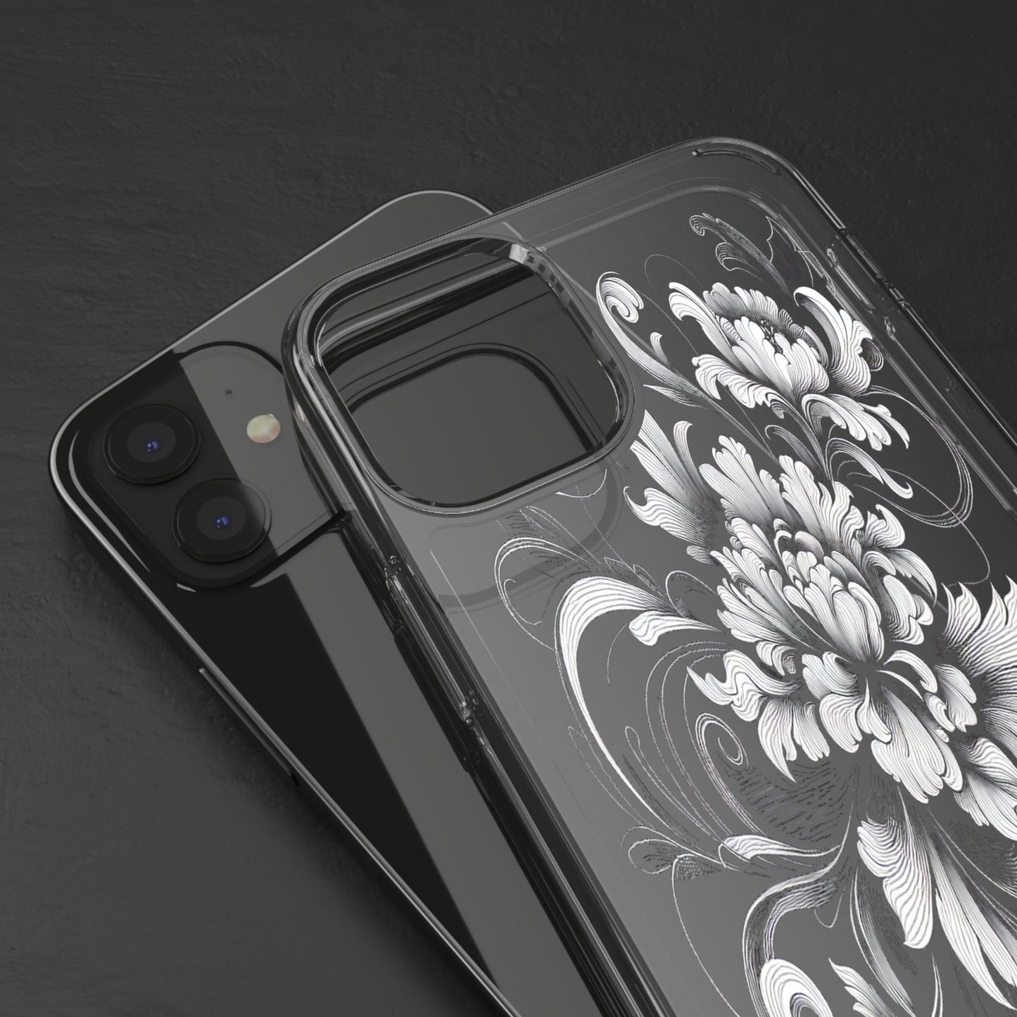 Transparent Intricate Flourish Design Iphone Case Compatible With Iphone 16 15 14 - Clear Phone Cover