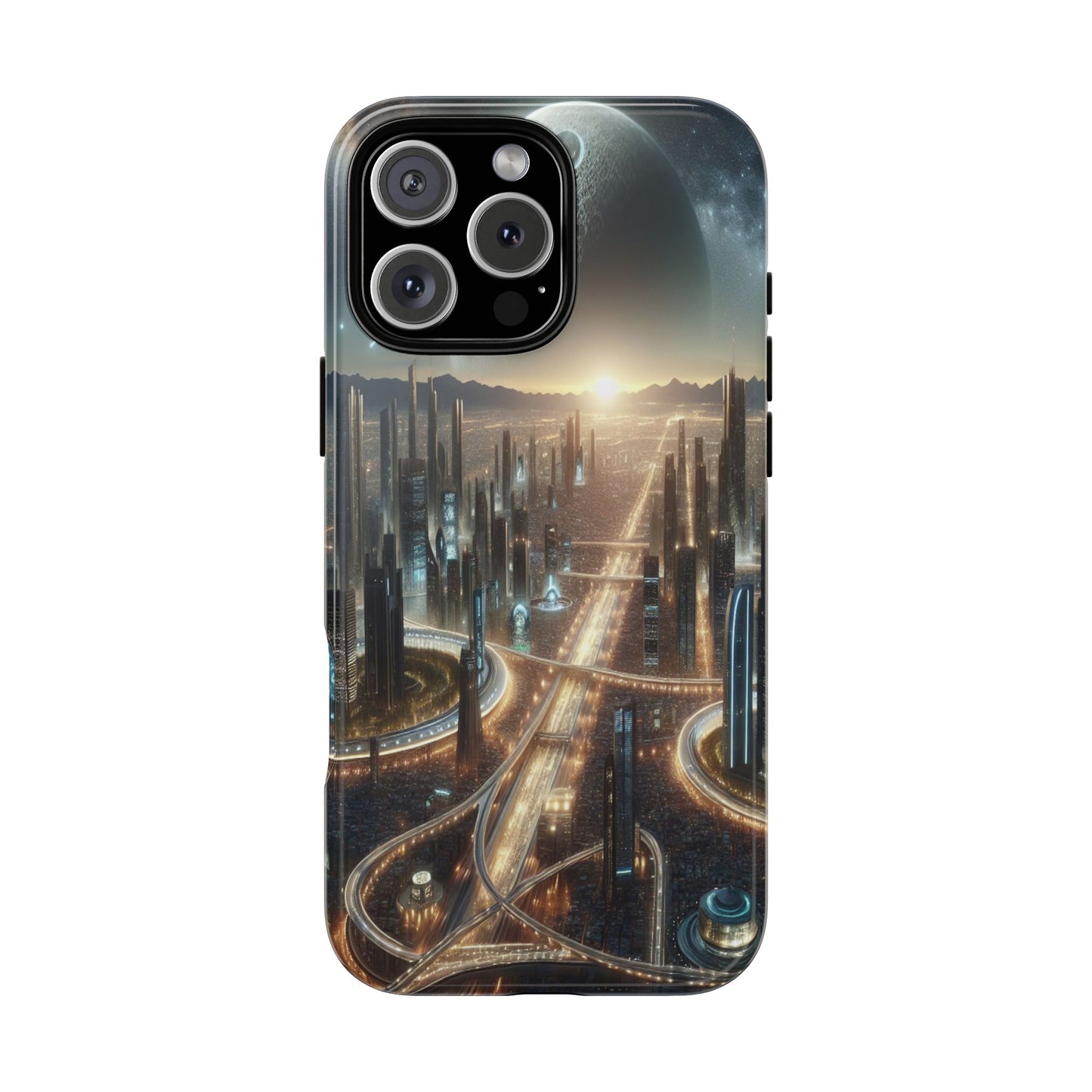 Protective Celestial Cityscape Iphone Case Compatible With Iphone 16 15 14 - Phone Cover