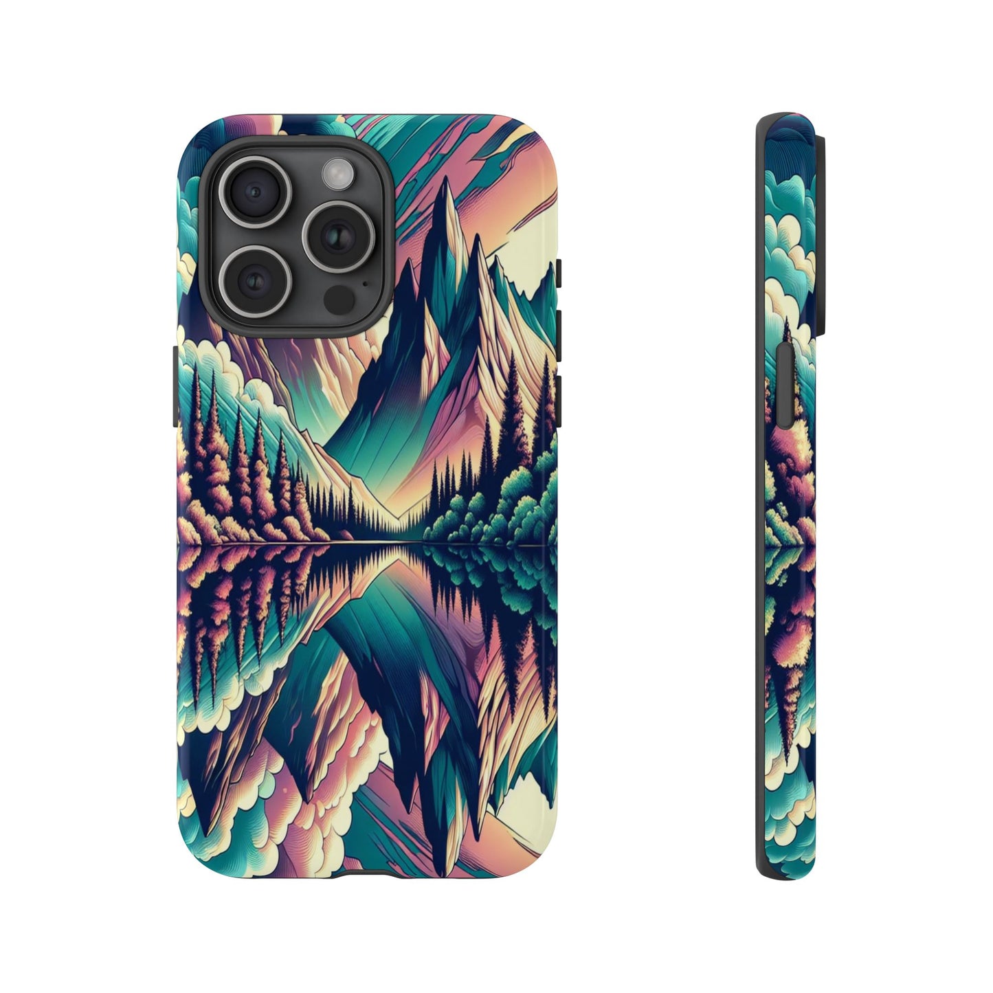 Tranquil Peaks and Reflected Skies - Phone Case