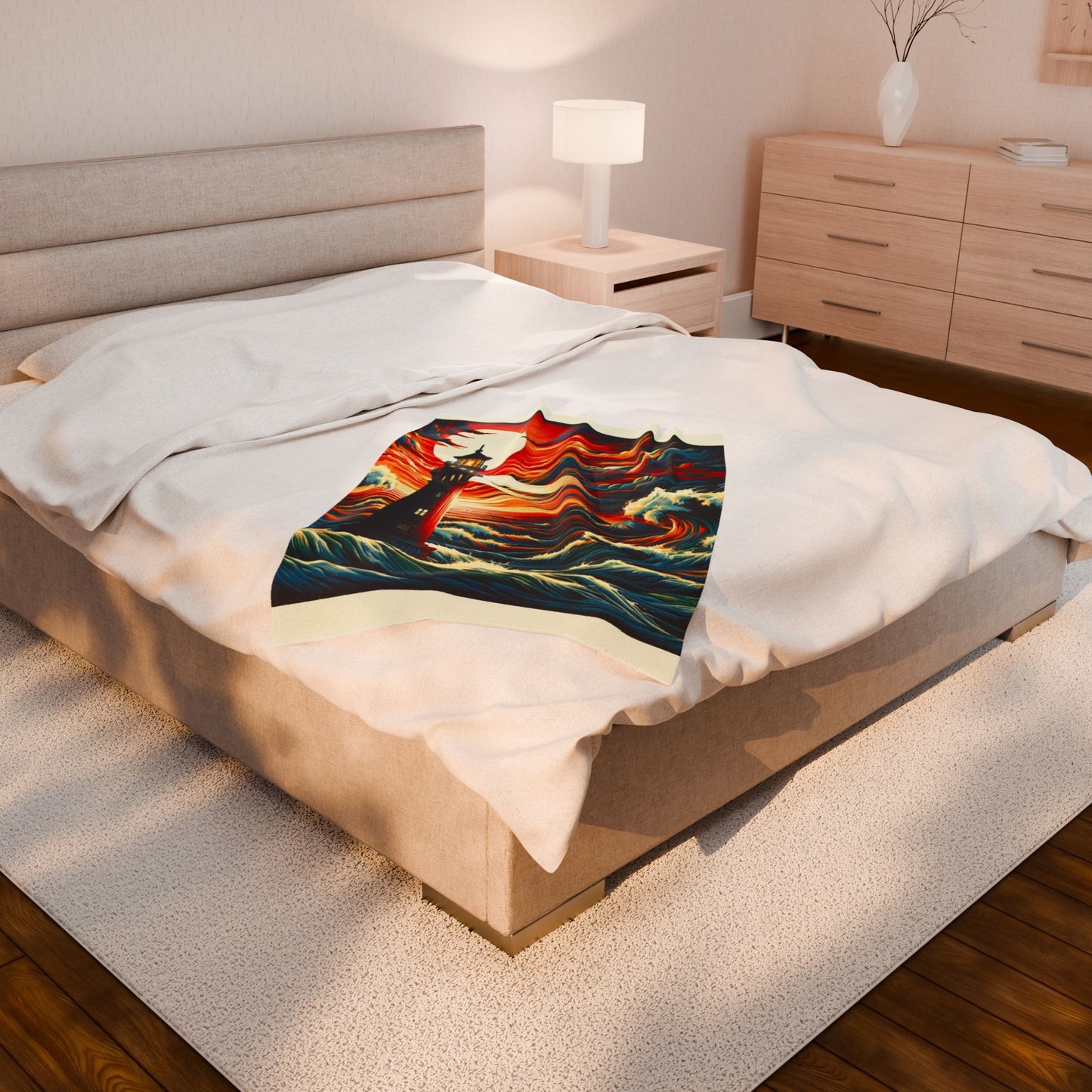 Beacon among the Waves - Plush Blanket