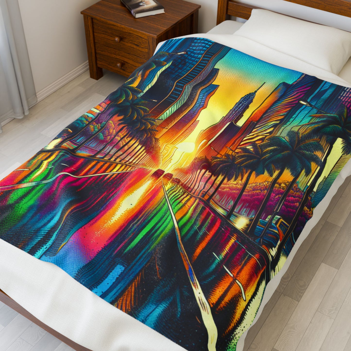 Dreamy Cityscape Illumination - Plush Blanket