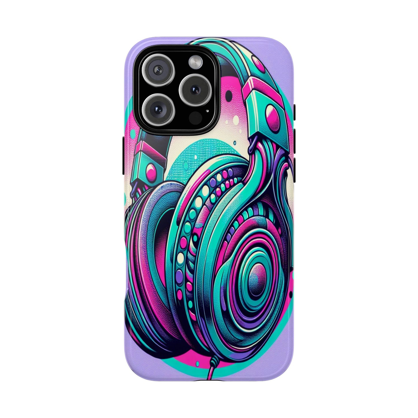 Custom ProtectiveHeadphone Vibes in Electric ColorsIphone Case Compatible With Iphone 16 15 14 - Phone Cover