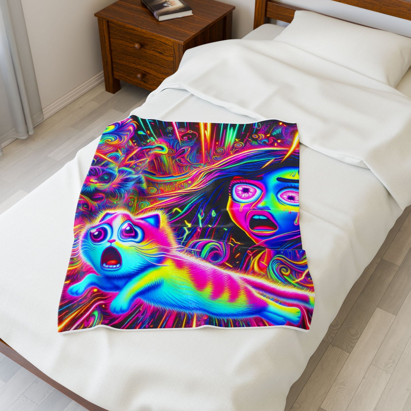 Neon Burst Fantasy - Plush Blanket