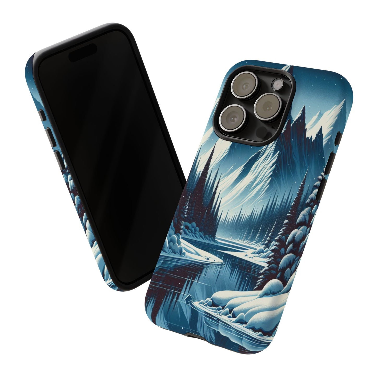 Frozen Peaks and Icy Reflections - Phone Case