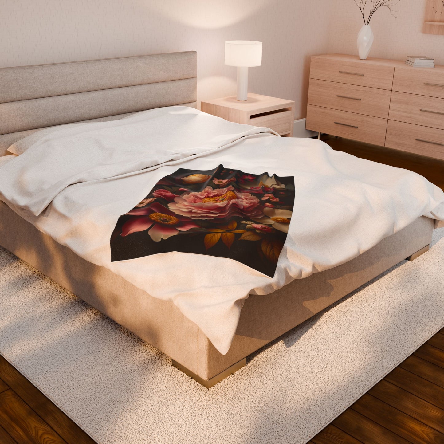 Opulent Petal Display- Plush Blanket