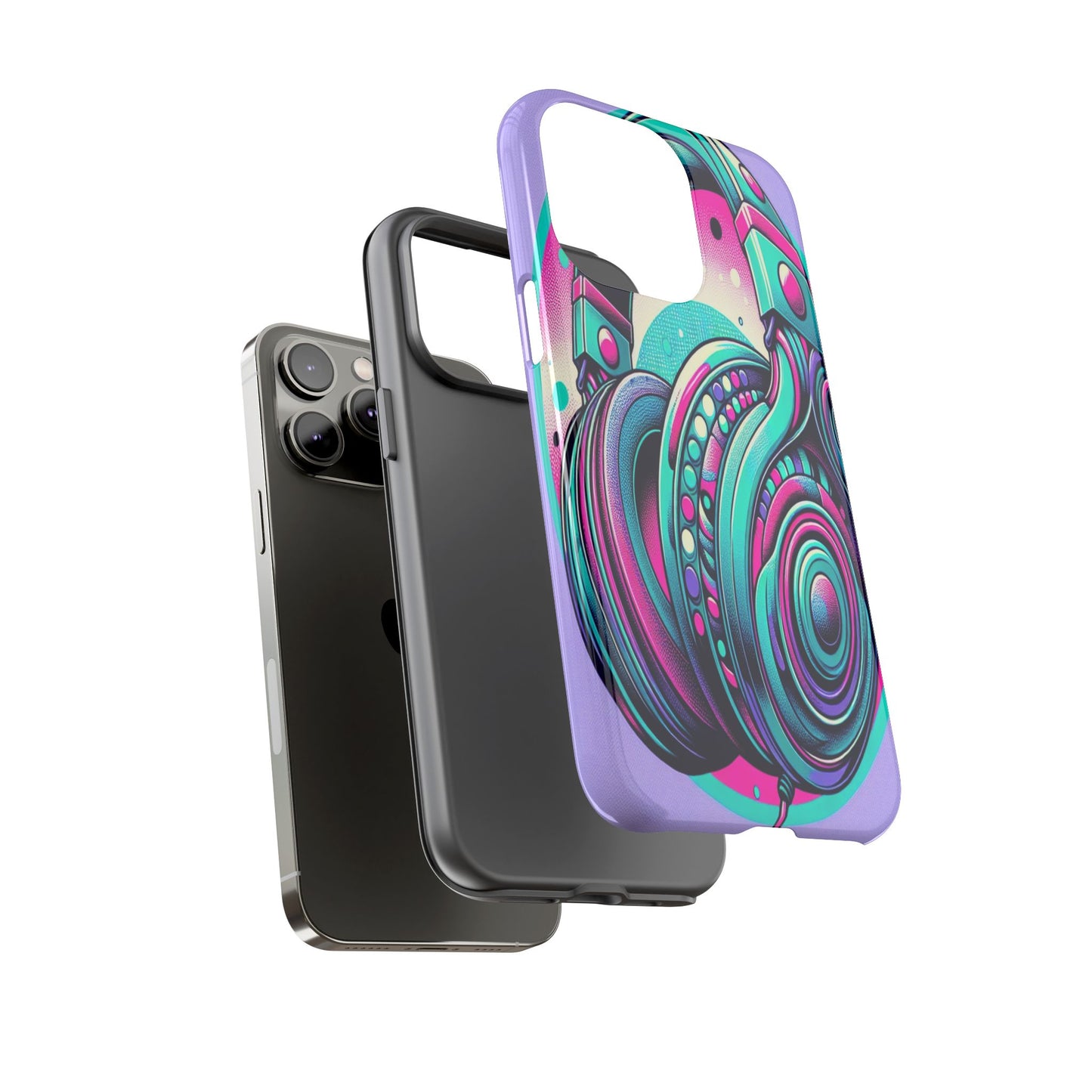 Custom ProtectiveHeadphone Vibes in Electric ColorsIphone Case Compatible With Iphone 16 15 14 - Phone Cover