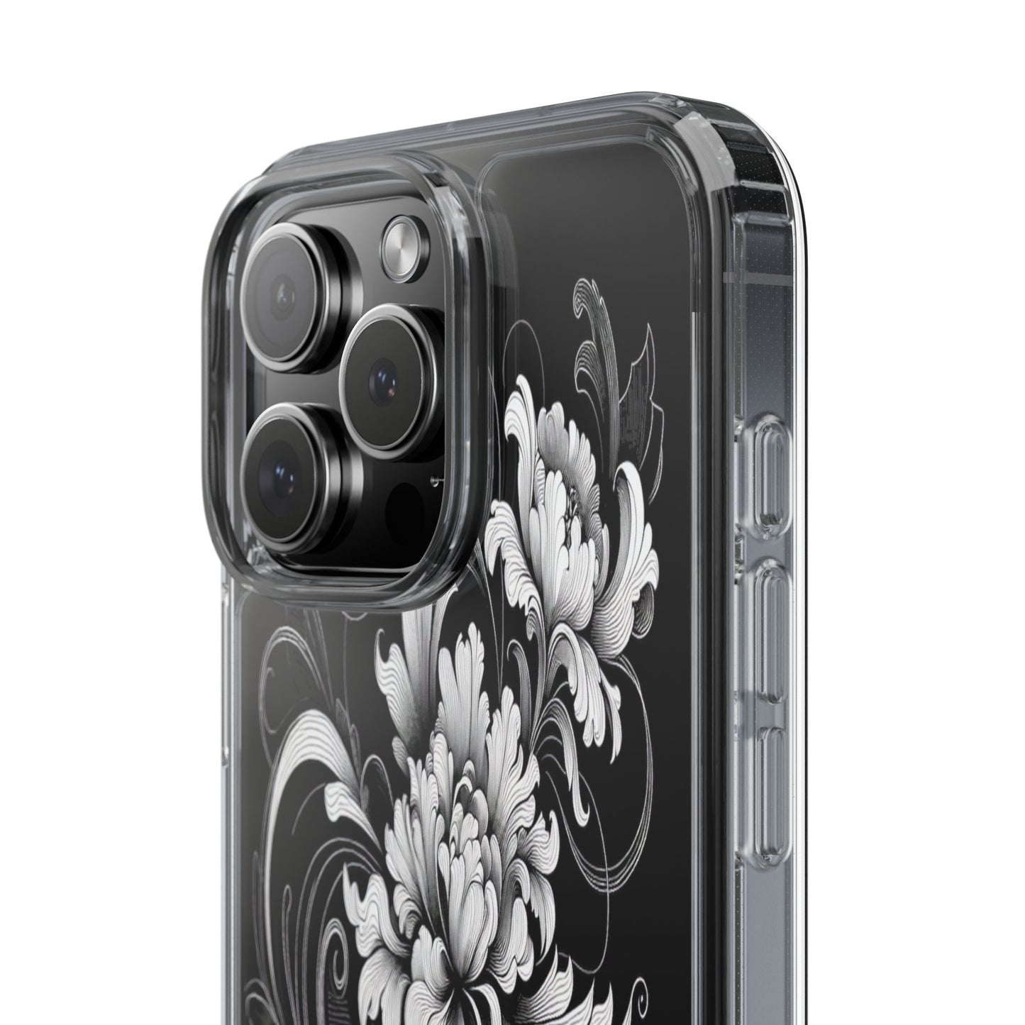 Transparent Intricate Flourish Design Iphone Case Compatible With Iphone 16 15 14 - Clear Phone Cover