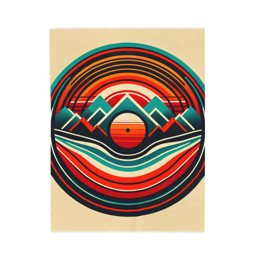 Circle of Mountains and Waves - Plush Blanket