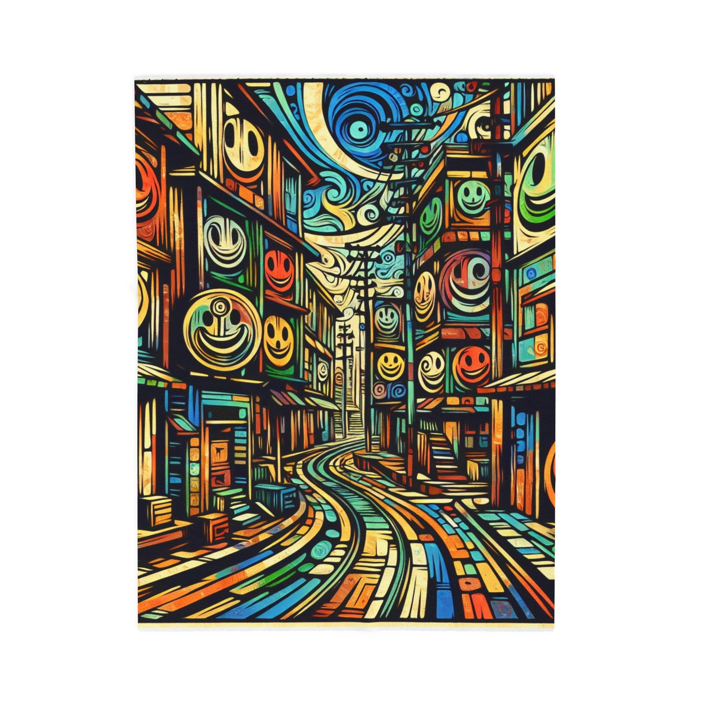 Curved Street Smiles - Plush Blanket