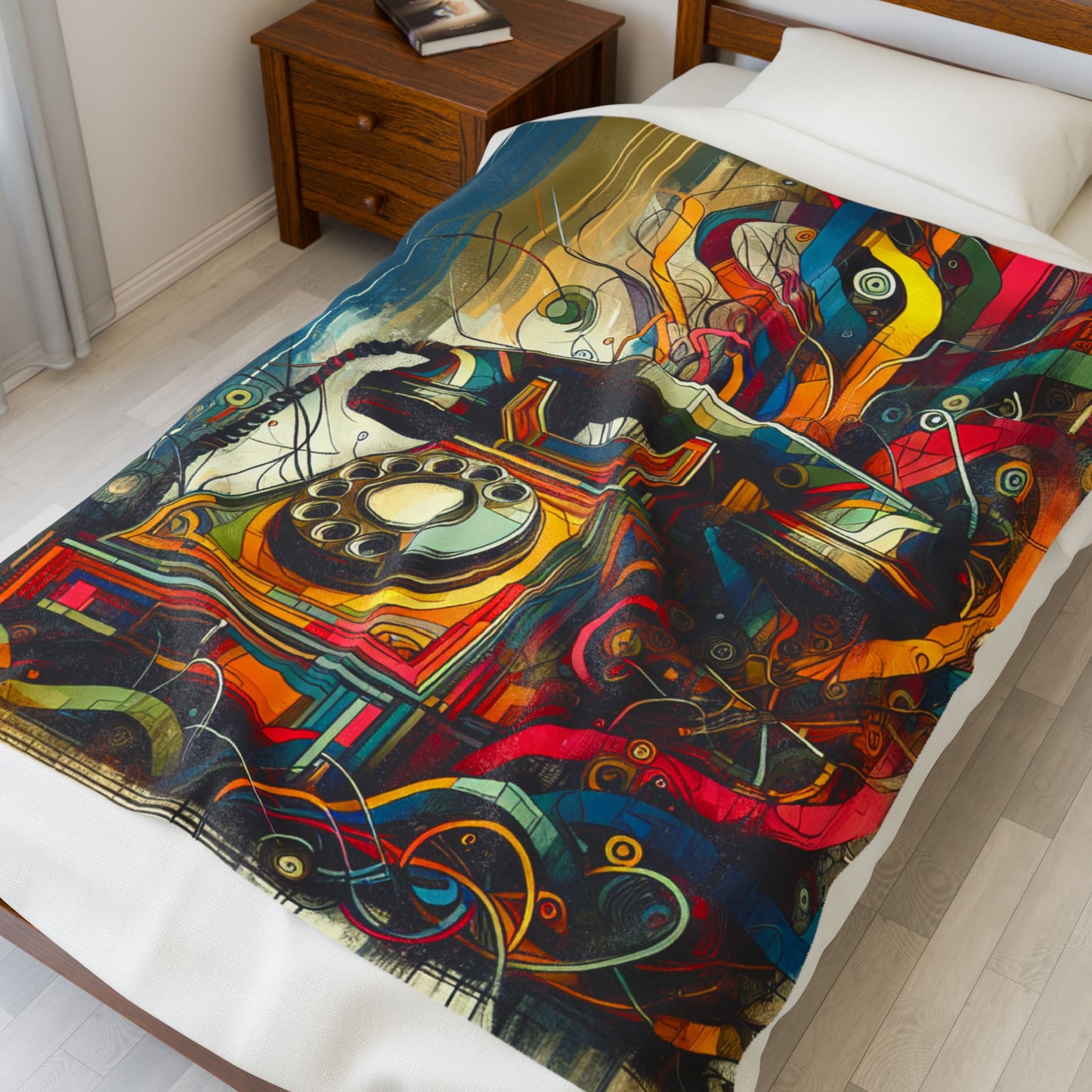 Retro Phone Flourish - Plush Blanket