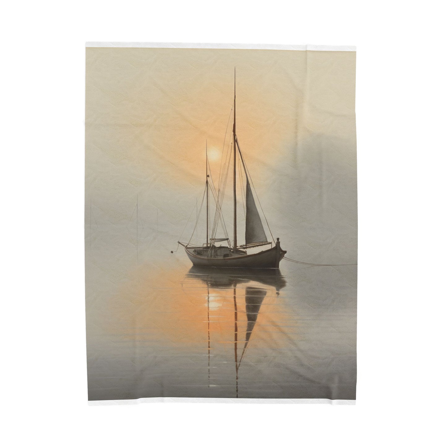 Misty Dawn Sailing Tranquility- Plush Blanket