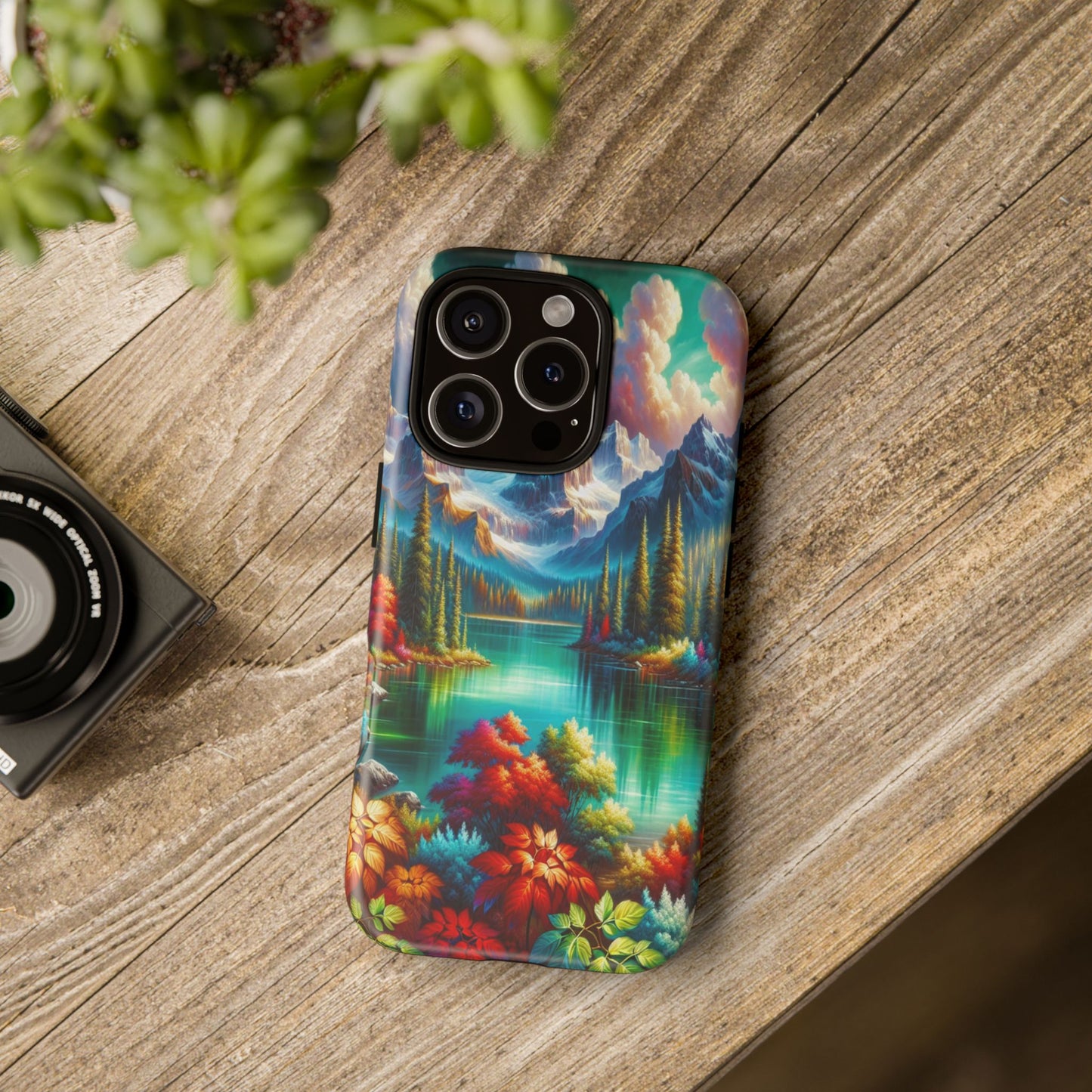 Colorful Mountain Lake Scene - Phone Case