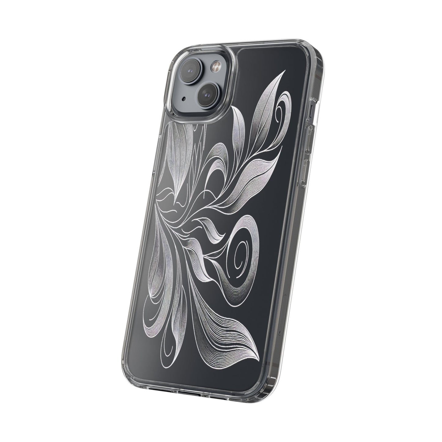 Transparent Nature's Embrace in Linework Iphone Case Compatible With Iphone 16 15 14 - Clear Phone Cover