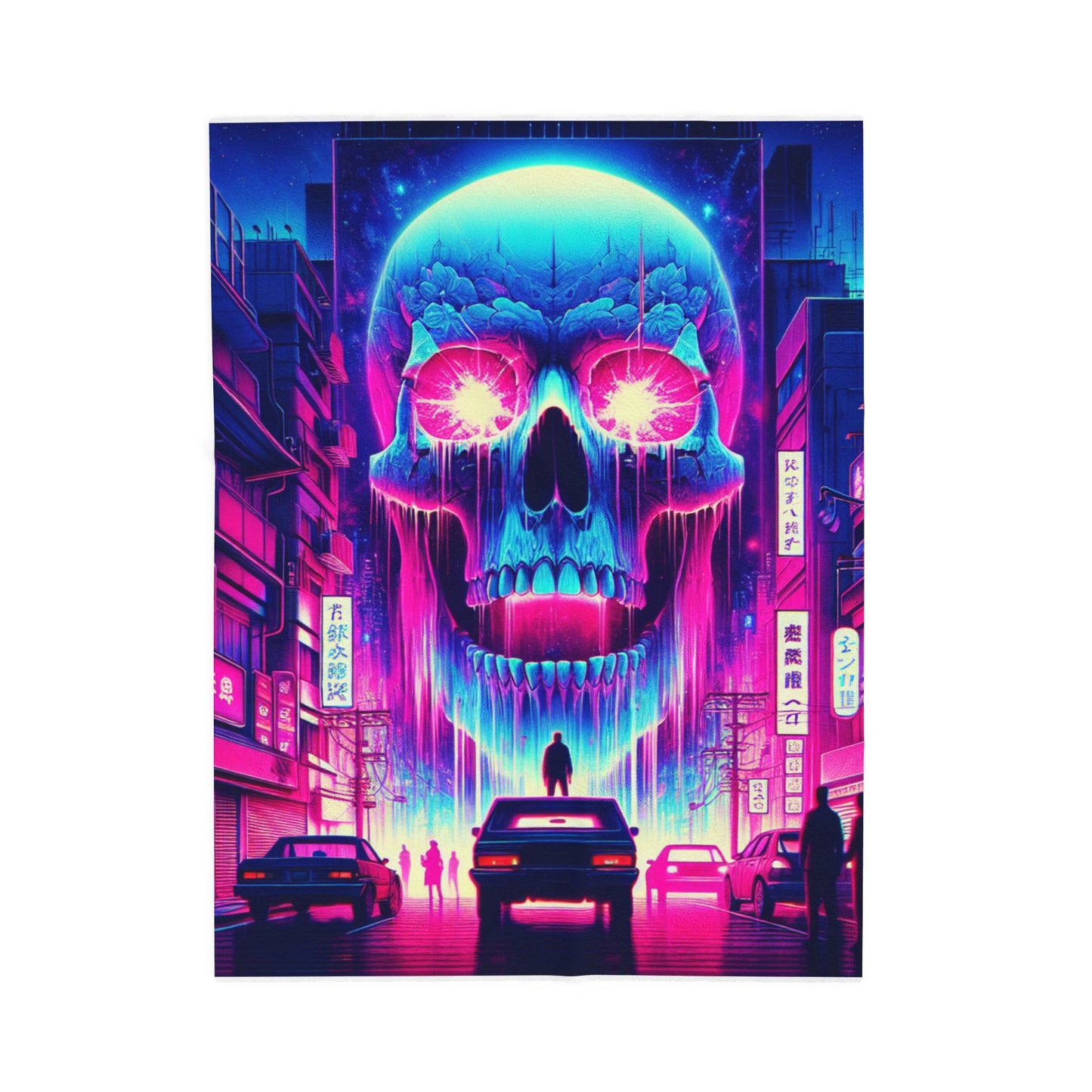 Neon Phantasm Streetscape - Plush Blanket