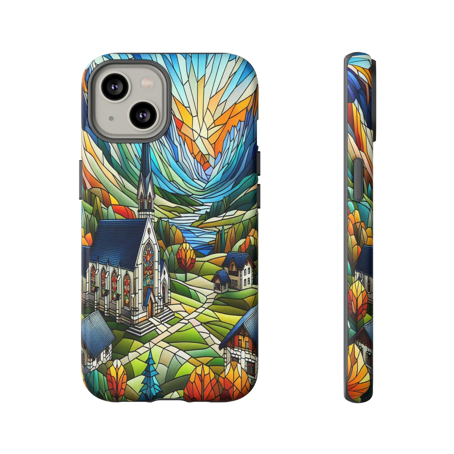 Stained Glass Countryside Scene - Phone Case