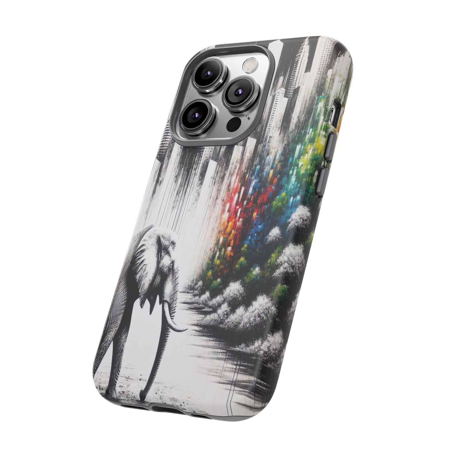 Protective Elephant's Journey Through the Cityscape Iphone Case Compatible With Iphone 16 15 14 - Phone Cover