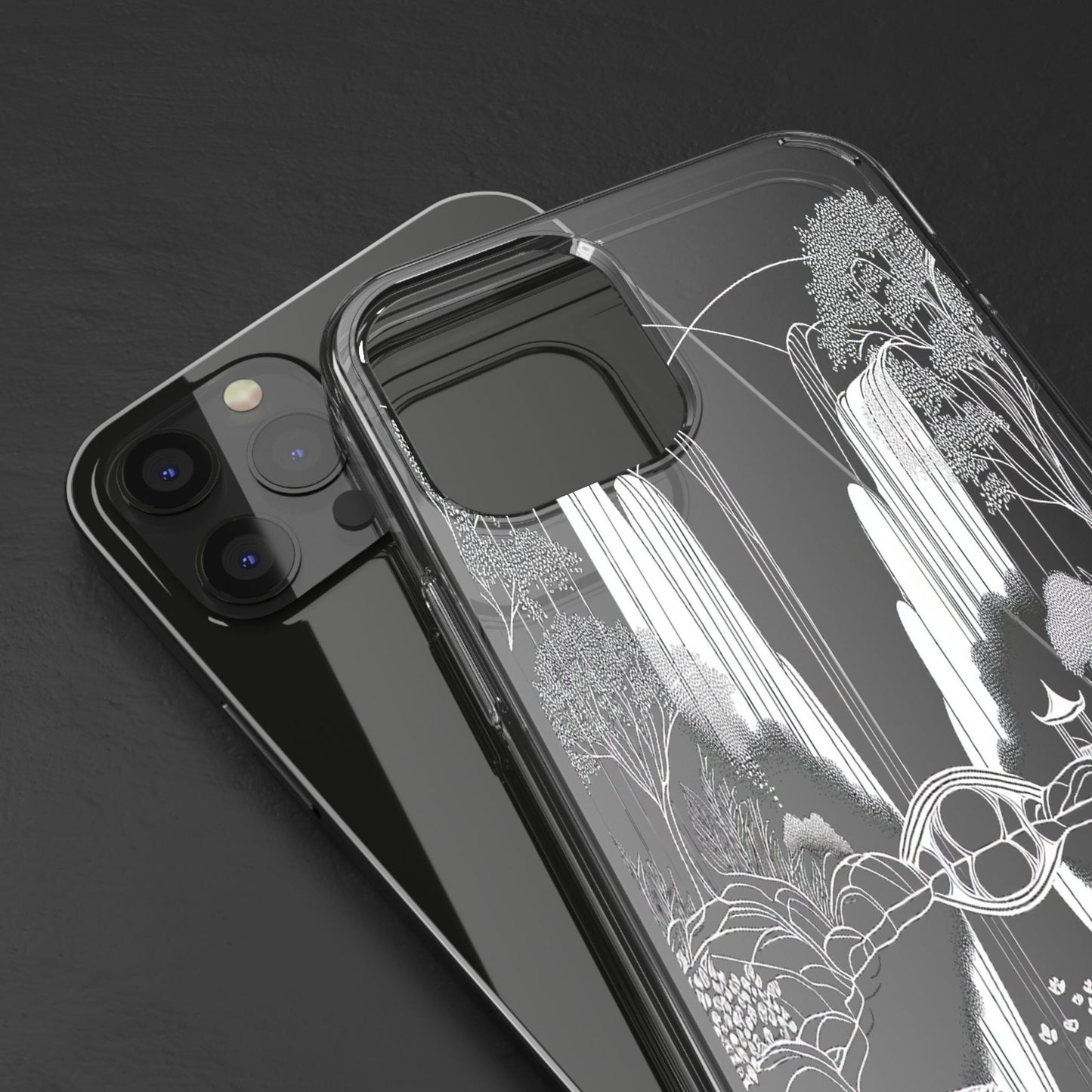 Transparent Waterfall Bridge Scene Iphone Case Compatible With Iphone 16 15 14 - Clear Phone Cover