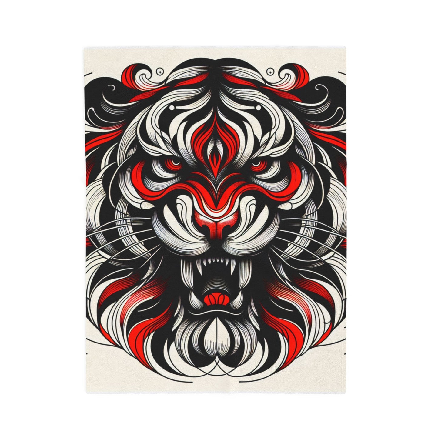 Tiger's Fierce Roar - Plush Blanket