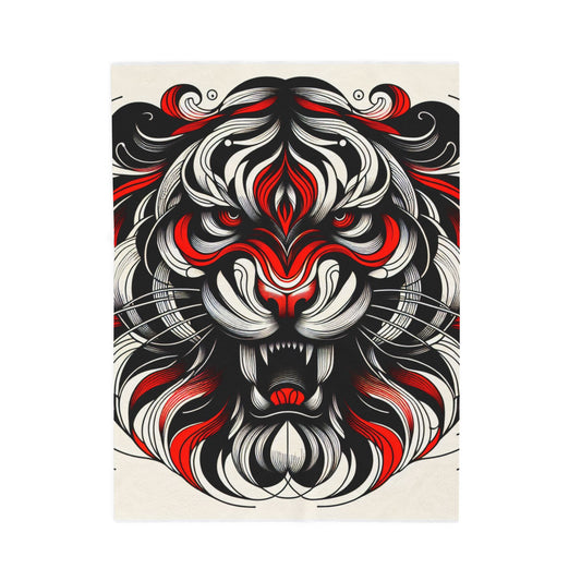 Tiger's Fierce Roar - Plush Blanket