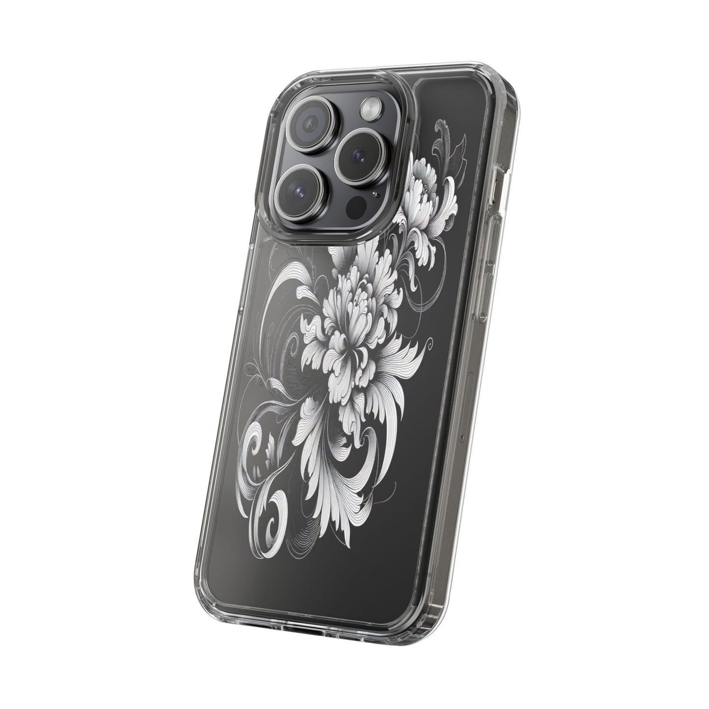 Transparent Intricate Flourish Design Iphone Case Compatible With Iphone 16 15 14 - Clear Phone Cover
