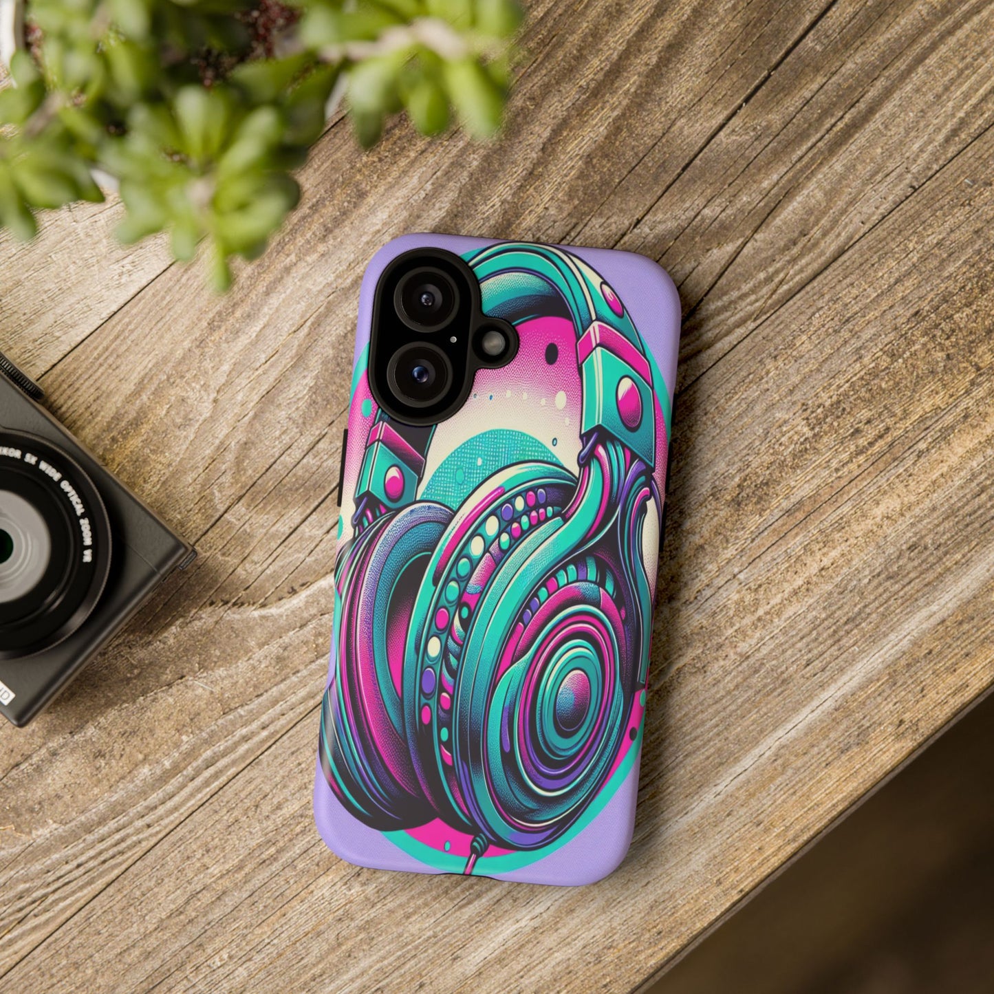 Custom ProtectiveHeadphone Vibes in Electric ColorsIphone Case Compatible With Iphone 16 15 14 - Phone Cover
