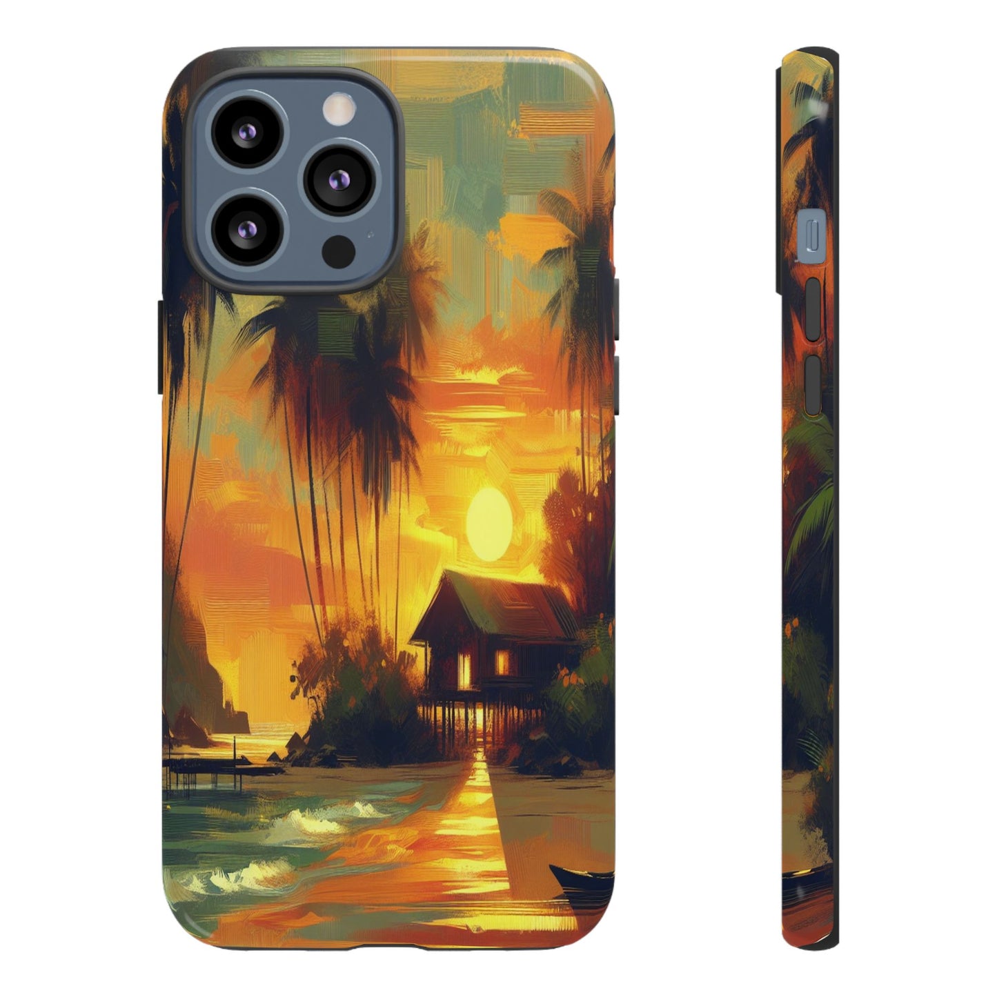 Protective Island Paradise at Dusk Iphone Case Compatible With Iphone 16 15 14 - Phone Cover