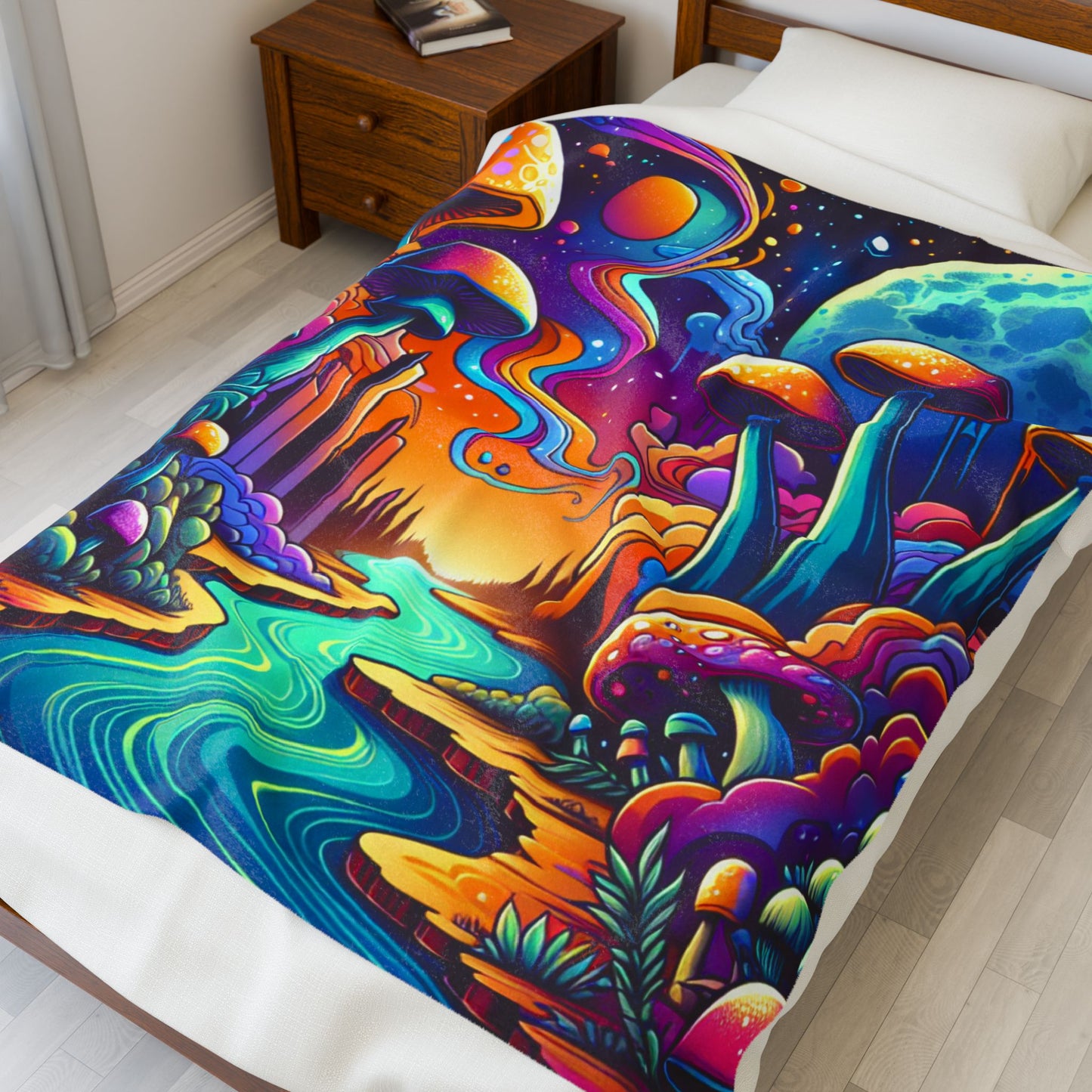 Mystic Fungi Realm - Plush Blanket