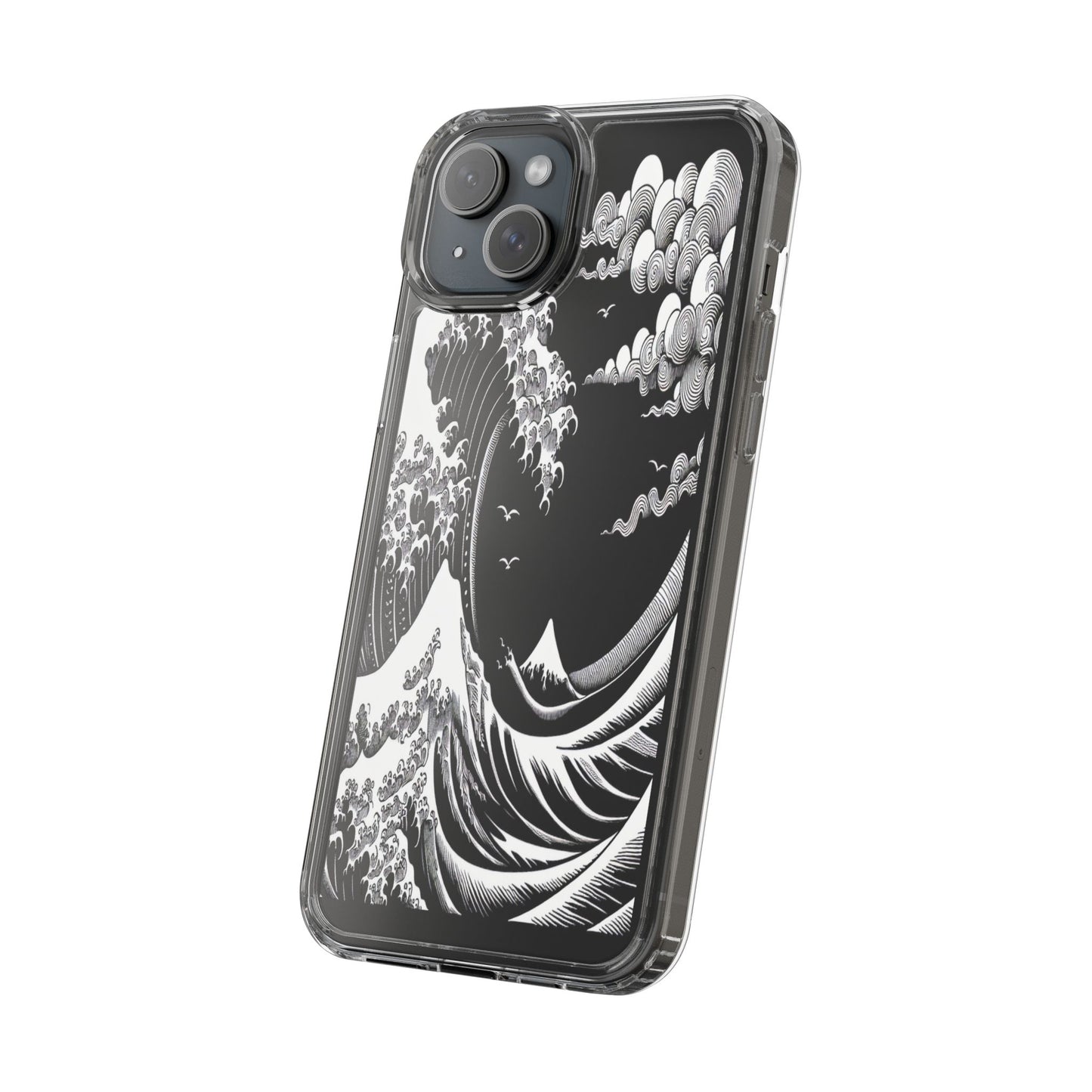 Transparent Waves and Mountains Iphone Case Compatible With Iphone 16 15 14 - Clear Phone Cover