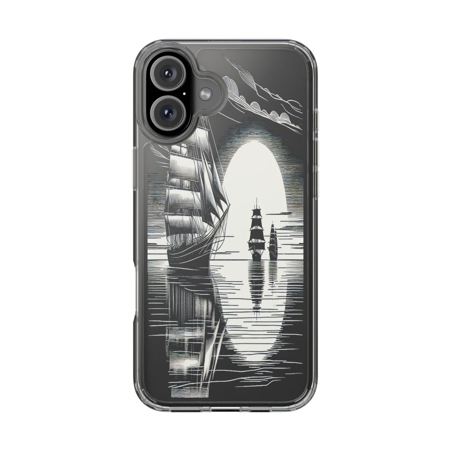 Transparent Sailboats on the Horizon Iphone Case Compatible With Iphone 16 15 14 - Clear Phone Cover