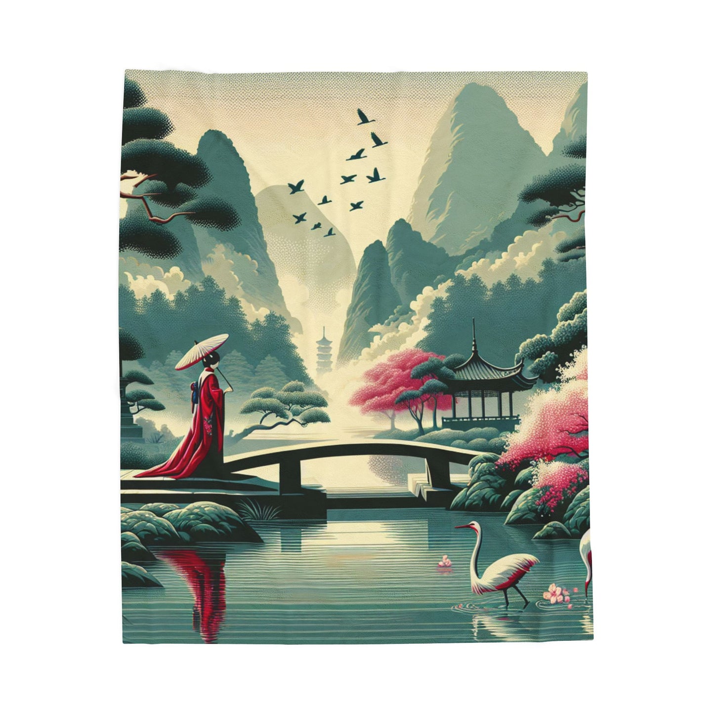 Tranquil Reverence in a Timeless Garden - Plush Blanket