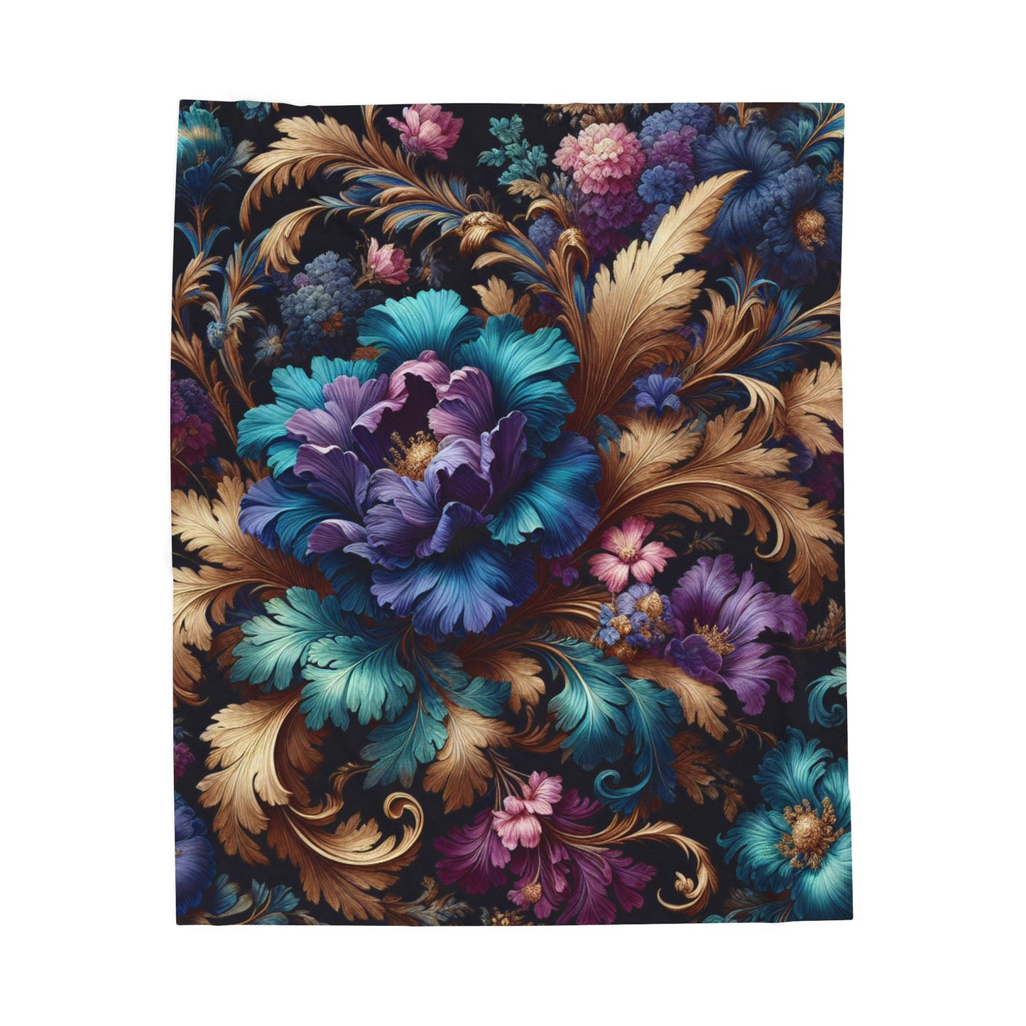 Baroque Petal Extravaganza- Plush Blanket