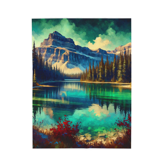 Alpine Serene Waterscape- Plush Blanket
