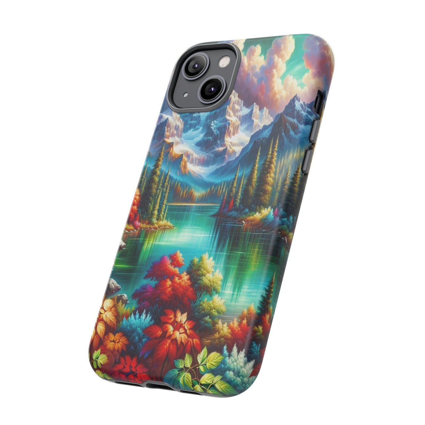 Colorful Mountain Lake Scene - Phone Case