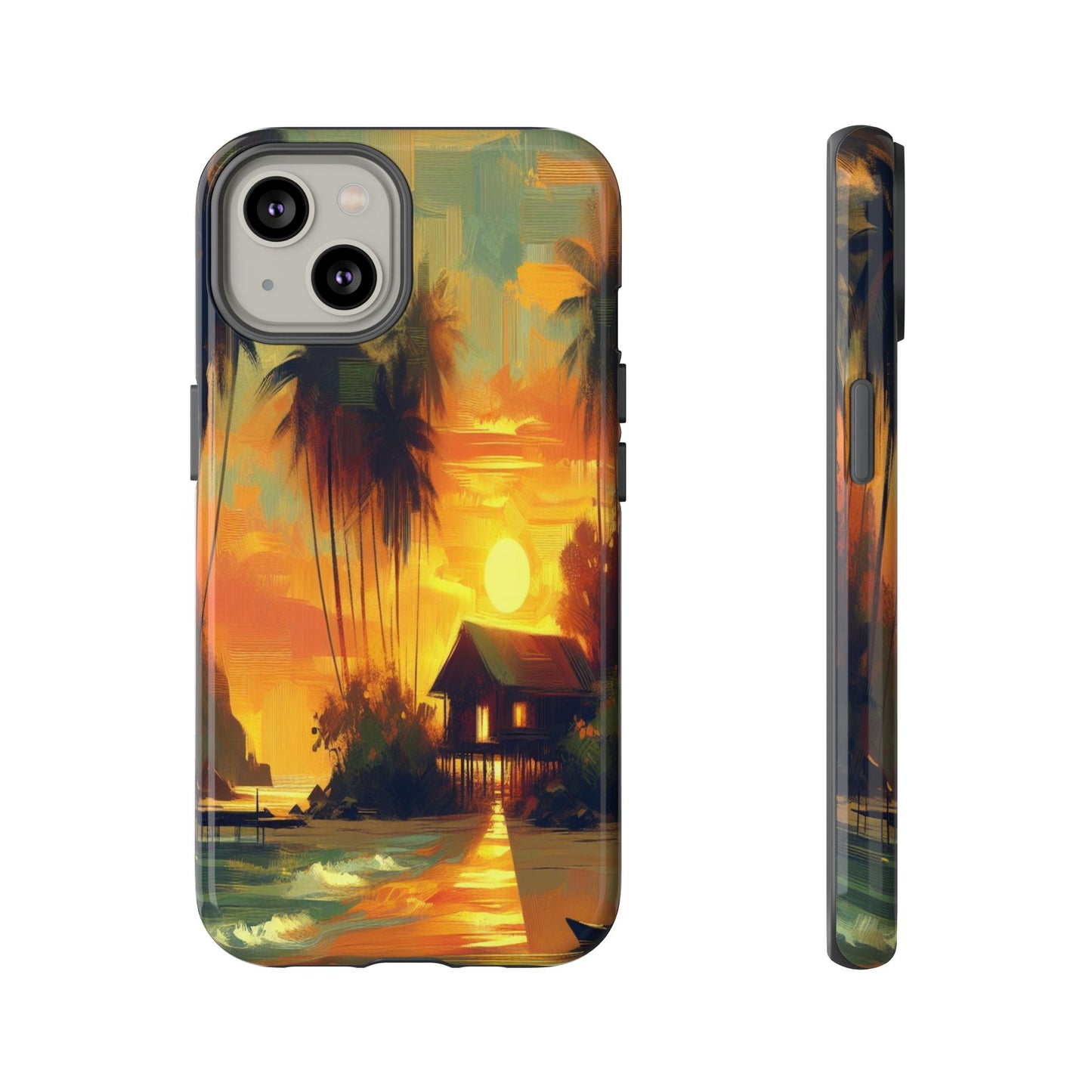 Protective Island Paradise at Dusk Iphone Case Compatible With Iphone 16 15 14 - Phone Cover