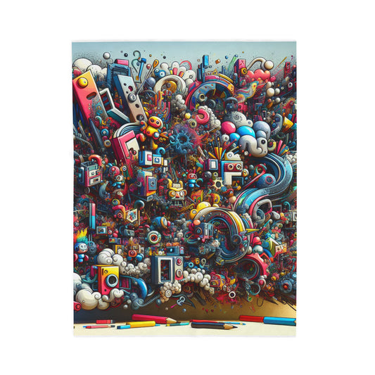 Artistic Chaos of Shapes - Plush Blanket