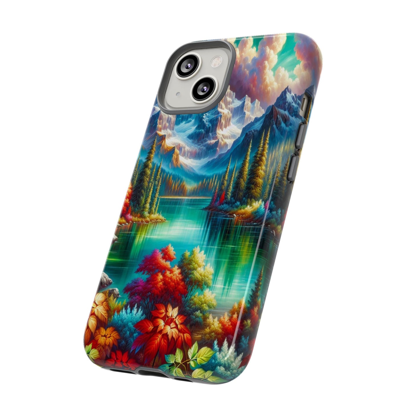 Colorful Mountain Lake Scene - Phone Case