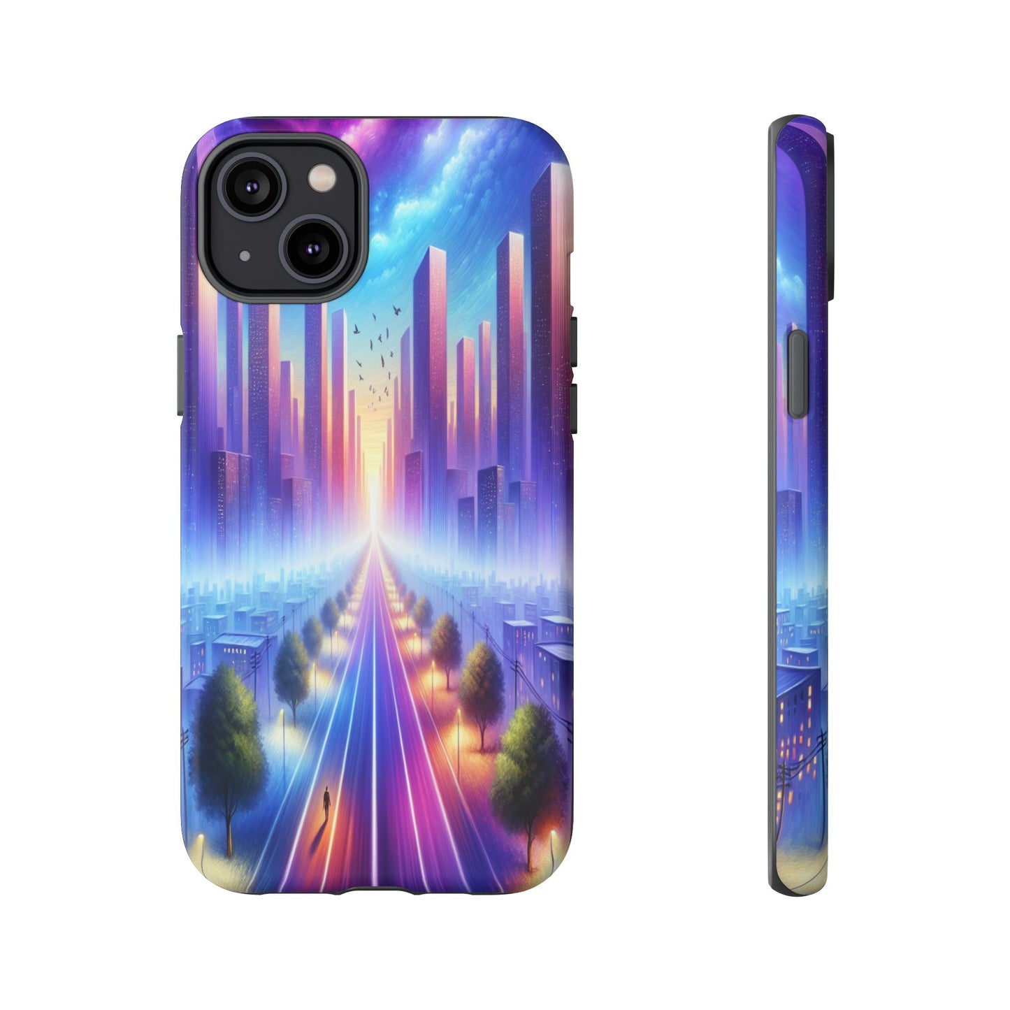 Journey into the Luminous Cityscape - Phone Case
